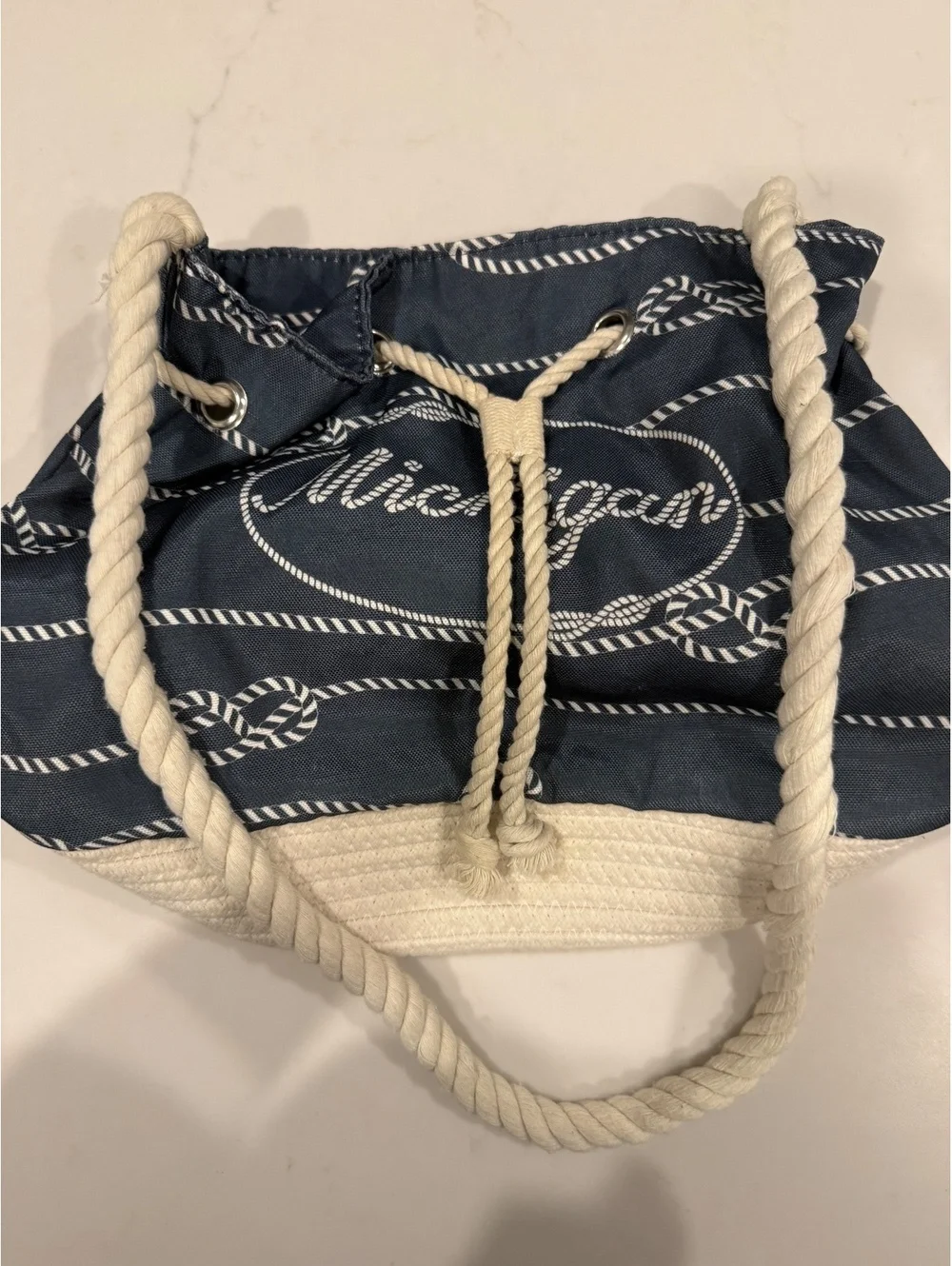 Michigan Nautical Rope Tote Bag